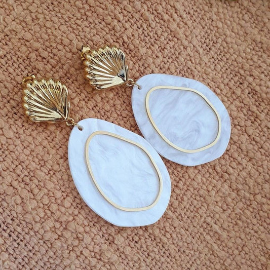 Boucles "Coquillage Nacre Blanc" - AlbertineAndTheSun