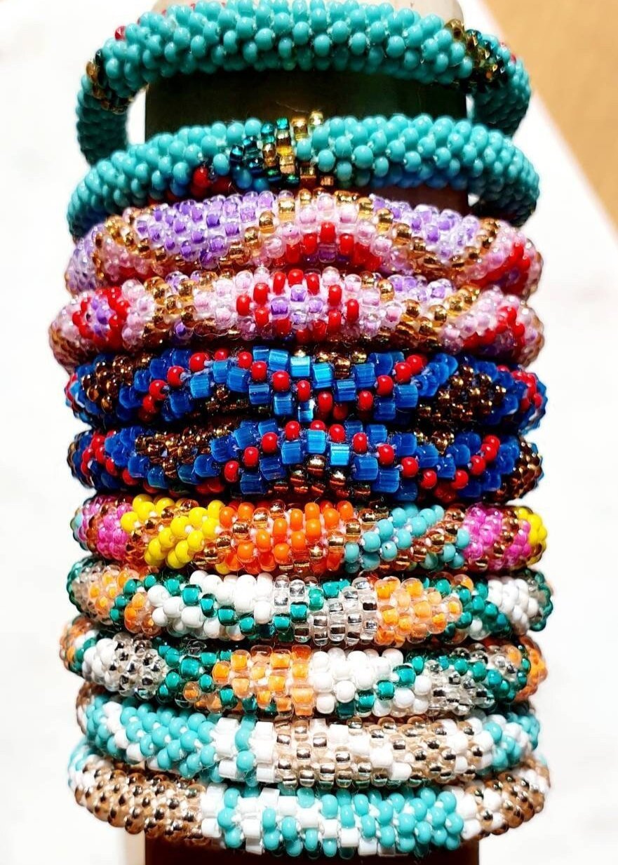 Bracelets "Népalais" - Ensemble Kumlai Bleu et Rouge - AlbertineAndTheSun