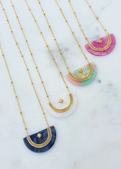 Collier "Demi - Cercle Lune" - Talisman Étoile - AlbertineAndTheSun