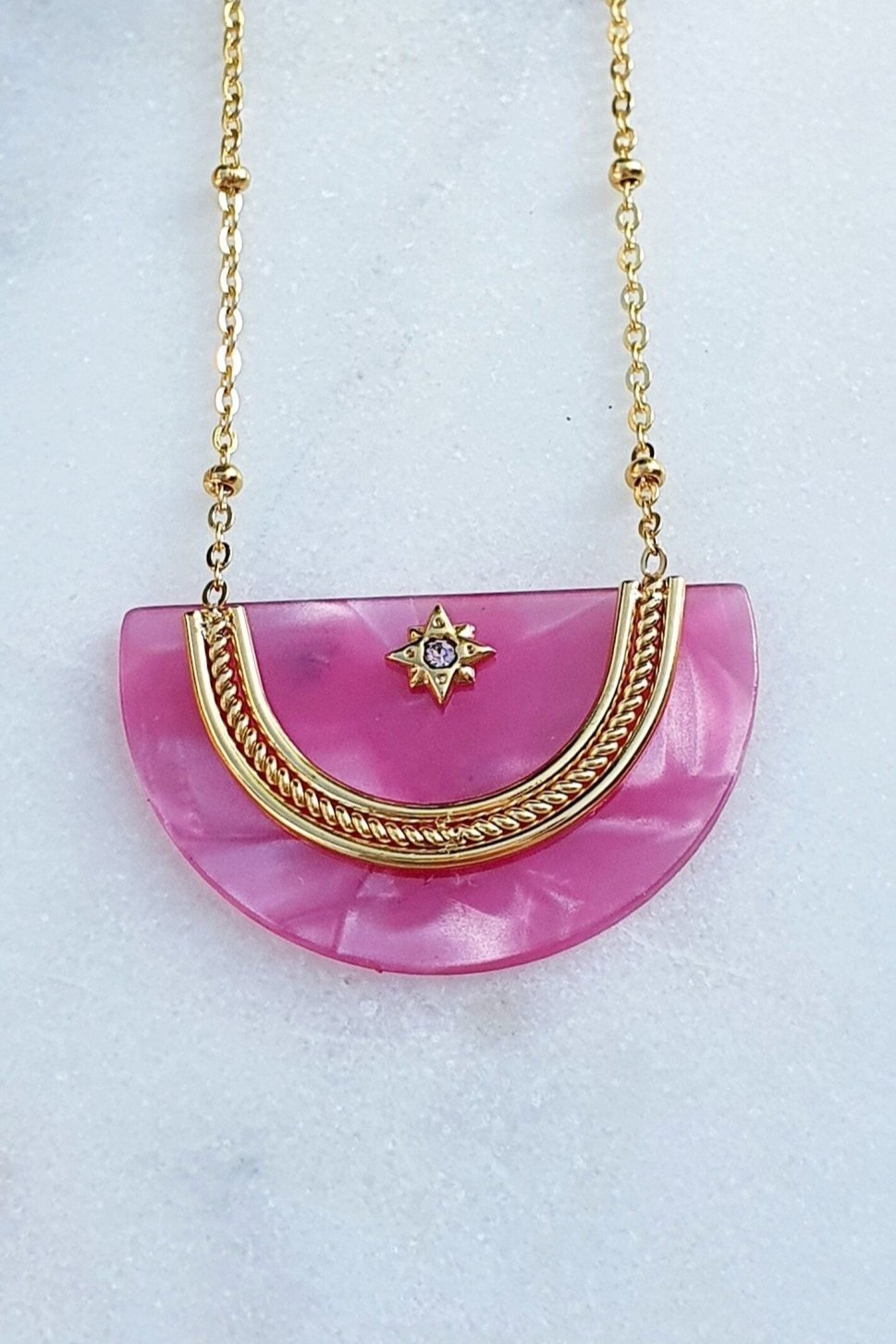 Collier "Demi - Cercle Lune" - Talisman Étoile - AlbertineAndTheSun