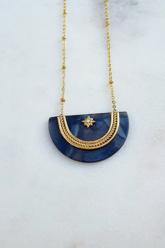 Collier "Demi - Cercle Lune" - Talisman Étoile - AlbertineAndTheSun