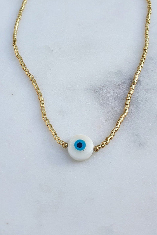 Collier "Œil Protecteur" - Perles de Poney Rocaille - AlbertineAndTheSun