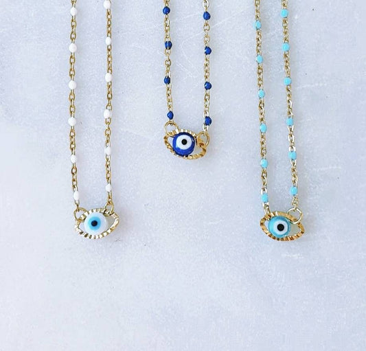 Collier Œil Protecteur - Perles Résine - AlbertineAndTheSun