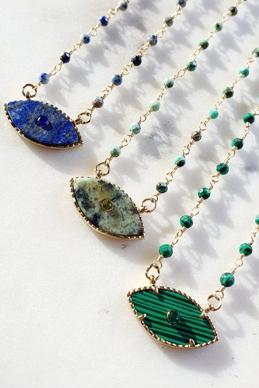 Collier "Œil Protecteur - Pierre Naturelle" - AlbertineAndTheSun